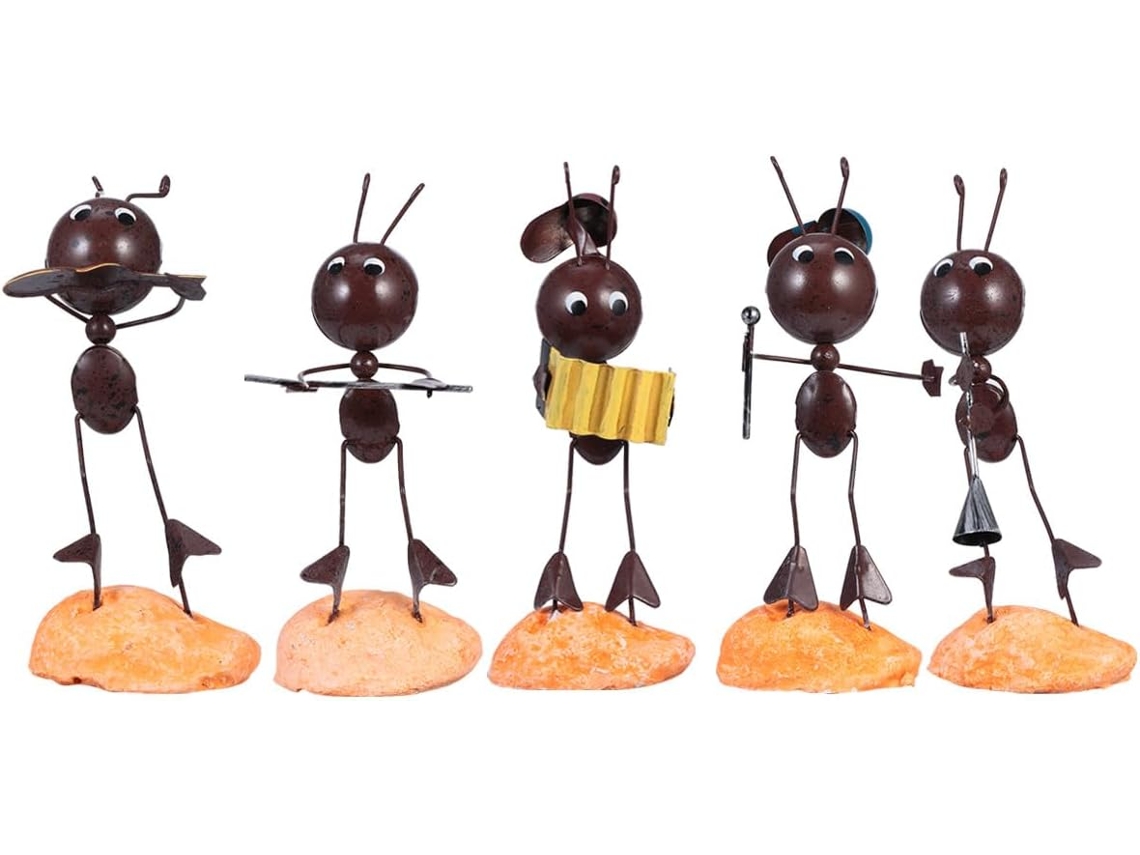 Kit de 5 Formigas Decorativas de Ferro Marrom, Criativas para Mesa e Escritório, Escultura Exclusiva de Formiga em CHABERLU