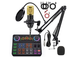 Kit De Microfone Eifson Com Misturador, Microfone, Braço Articulado E Auscultadores - Dourado