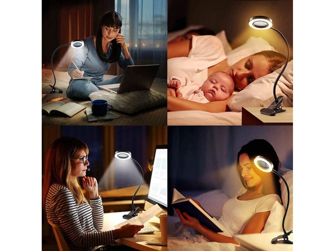 Luminária De Mesa Led Com 48 Leds, Lupa De 5x, Ajuste De 360° E 3 Modos De Iluminação, Ideal Para Cabeceira, Escritório E Artesana Aquaforge