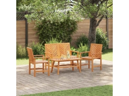Vidaxl Conjunto de Lounge de Jardim 4 Pcs Castanho