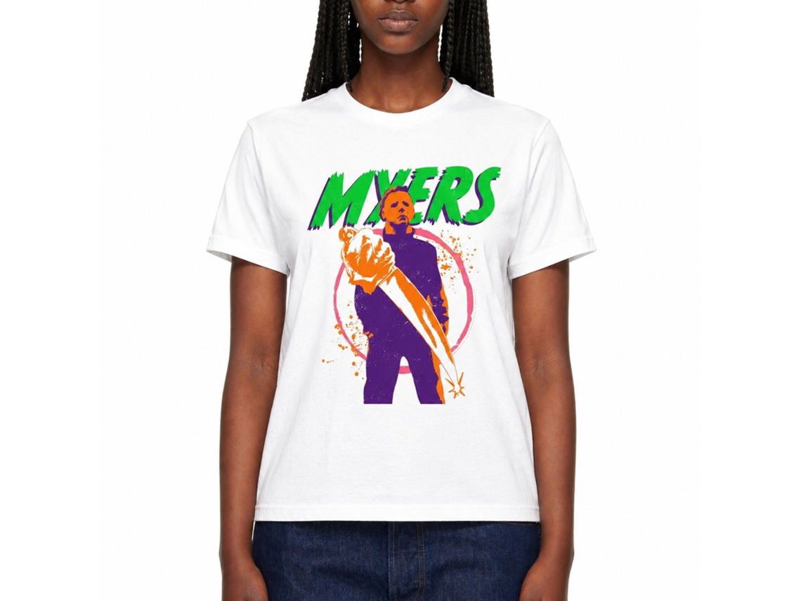 Rockinstone Halloween Colorful Myers White Adult T-shirt Size:xxxl
