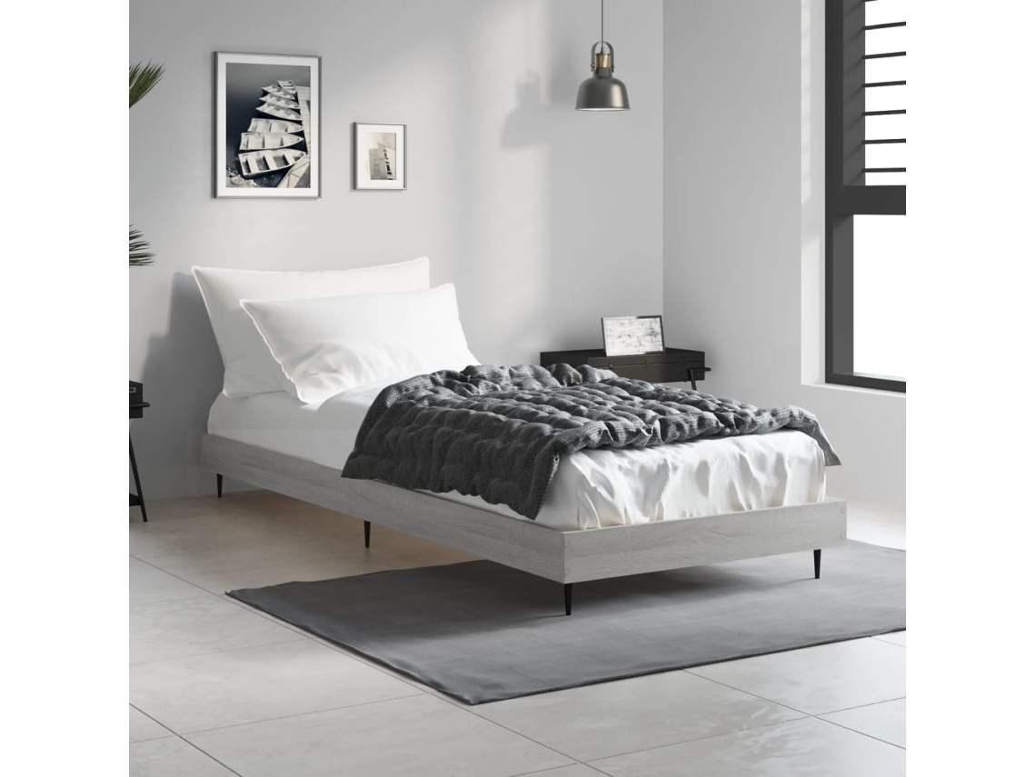 Vidaxl Estrutura Cama 75x190 Cm Derivados de Madeira Cinzento Sonoma