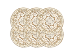 Vidaxl Individuais De Mesa 6 Pcs Juta 38 Cm Redondo Branco