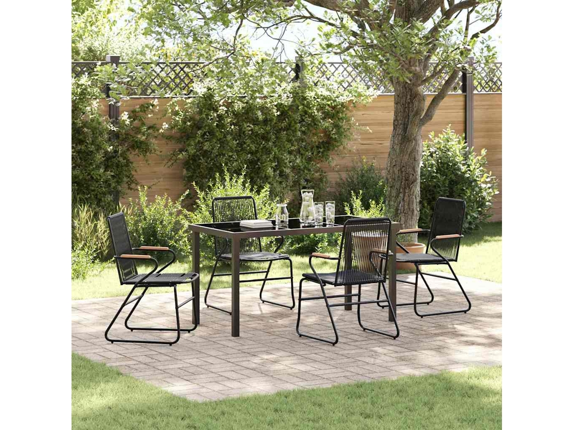 Vidaxl Conjunto De Jantar Para Jardim 5 Unid. Preto Aço Revestido A Pó