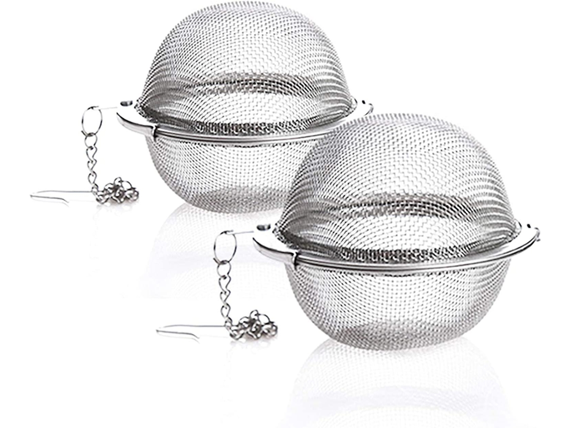 2 Filtros de Chá em Aço Inoxidável 304 com Tela, Infusor de Chá Redondo com Corrente para Xícara ou Bule