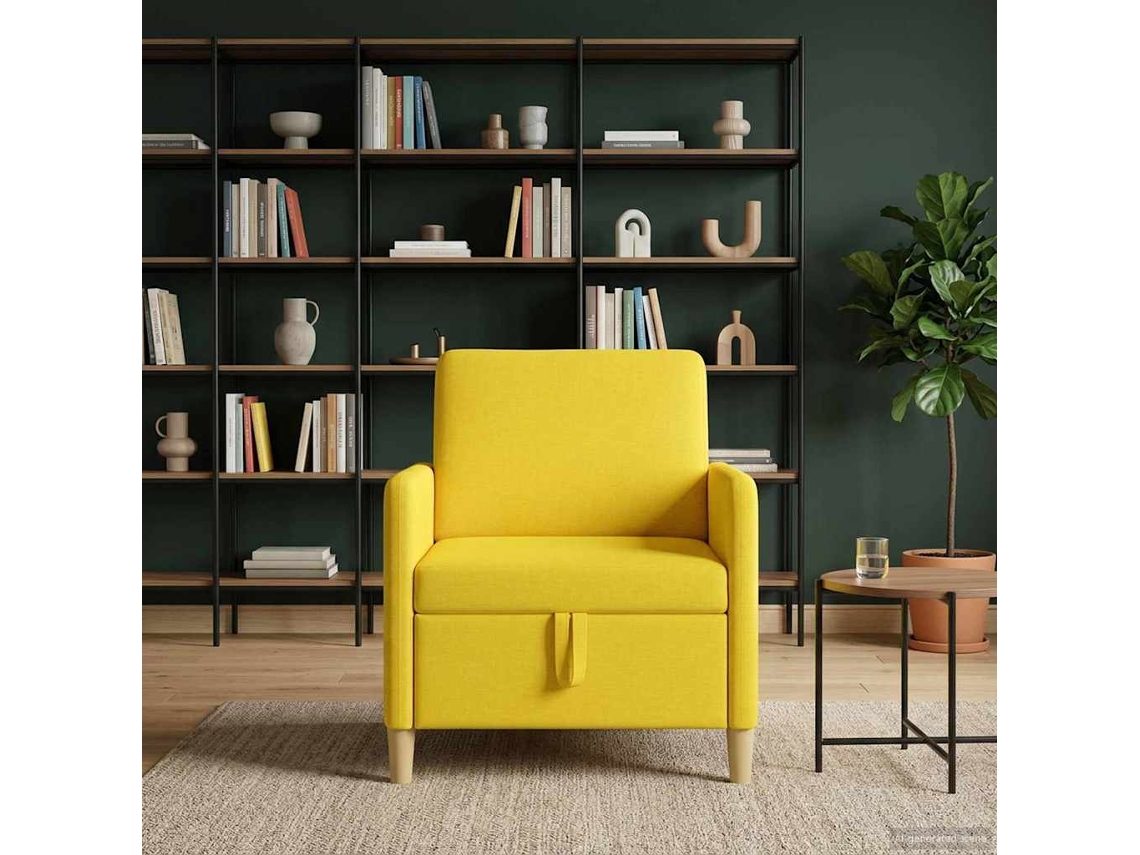 Vidaxl Sofa Com Armazenamento Amarelo Claro 72 X 78 X 87 Cm Poliéster
