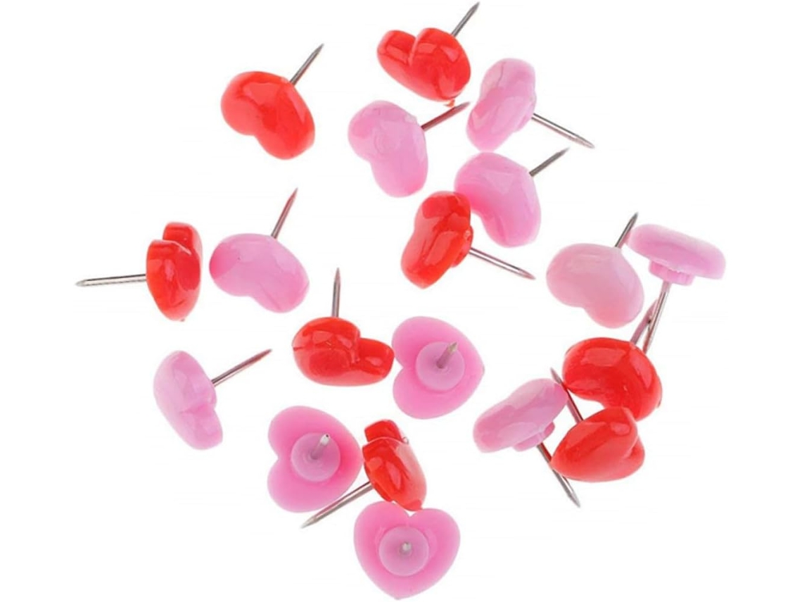 Heallily 150-tachinhas De Plástico Em Formato Coração Vermelhas E Rosas Para Quadros Cortiça, Fáceis De Usar E Pequenas
