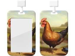 Porta Crachá Com Estampa Fazenda Pássaro, Com Cordão, Camada Plástica Impermeável, Armazenamento Protetor Crachá