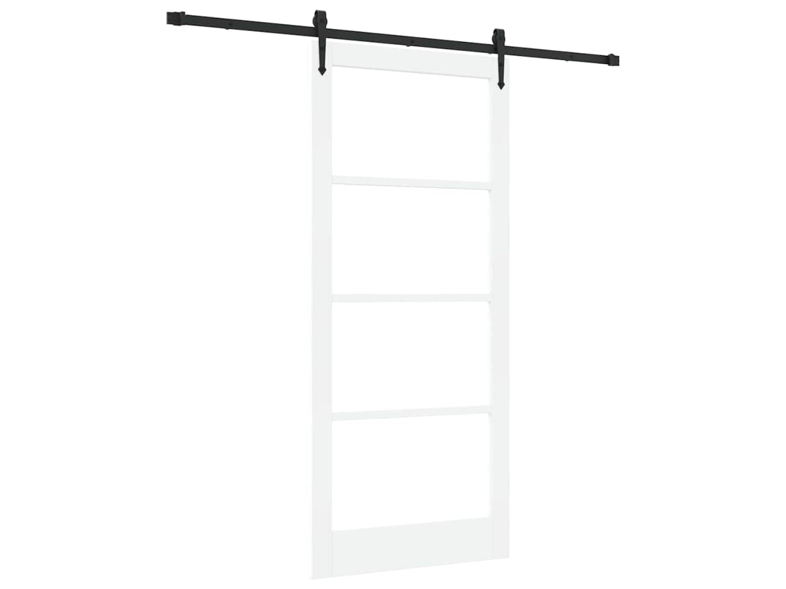 Porta Deslizante Com Conjunto De Ferragens Vidaxl Branco Madeira De Pinho Maciça