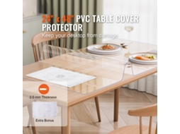 Toalha de Mesa Transparente Retangular 61x121 9 Cm Pvc 2 Mm Espessura Protetor Impermeável e Fácil Limpar para Escritório Cozinha Restaurante Sala