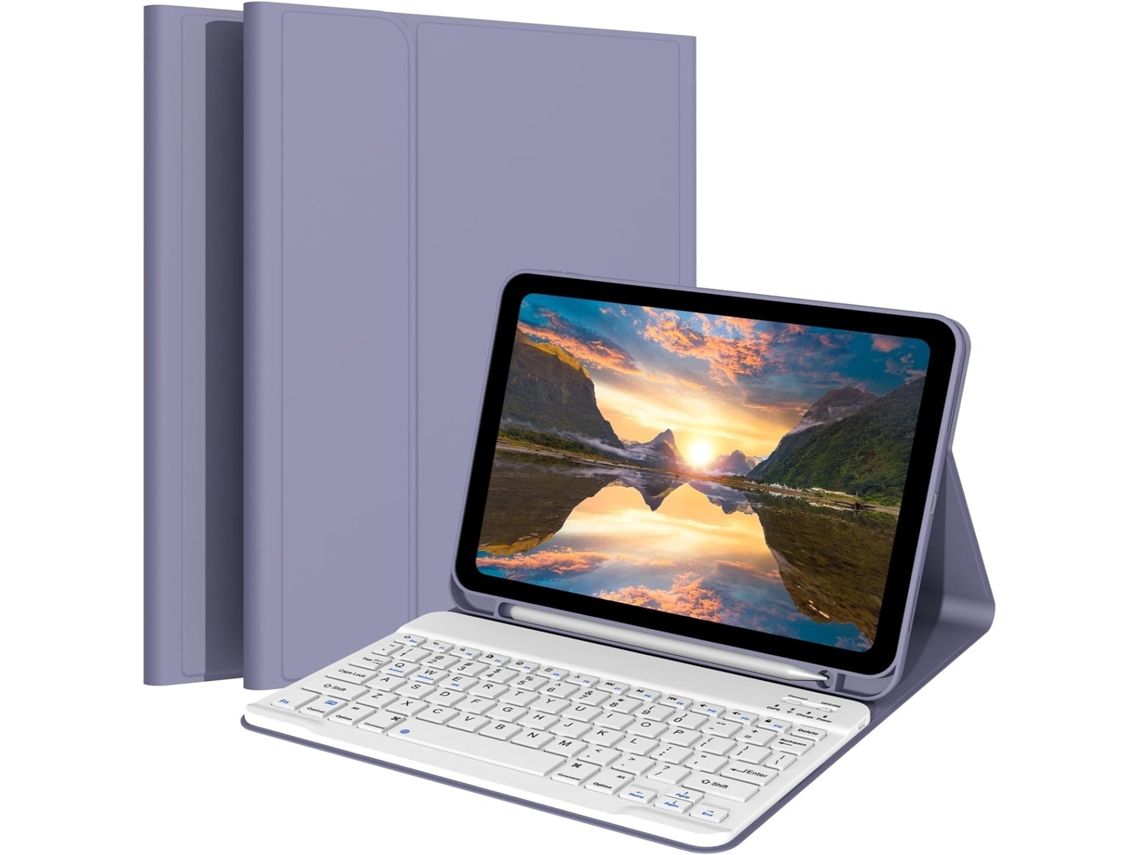 Elysve Capa Com Teclado Bluetooth Magnético Para Xiaomi Redmi Pad 2 11 Polegadas, Cor Roxo Escuro