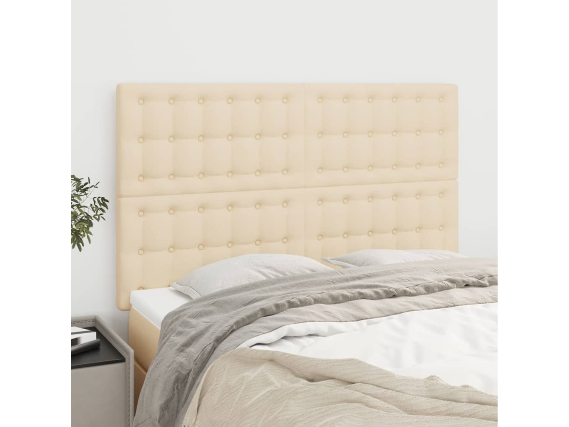 Vidaxl Cabeceira Creme 144x5x118/128 Cm Tecido