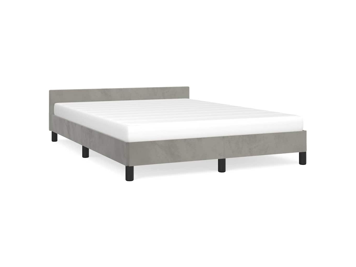 Estrutura De Cama Com Cabeceira Vidaxl Cinzeto Veludo (207 X 146 X 50 Cm)