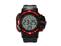 Relógio esportivo eletrônico masculino com visor digital e cristal (vermelho)