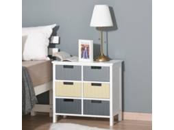 Cómoda Madeira Com 6 Gavetas Auxiliar Armazen. E Pés Elevados Moderno Para Dormitórios Sala Estar C.banho 60x28x58cm Multicor