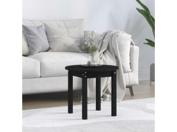 Vidaxl Mesa De Centro Ø 45x40 Cm Madeira De Pinho Maciça Preto