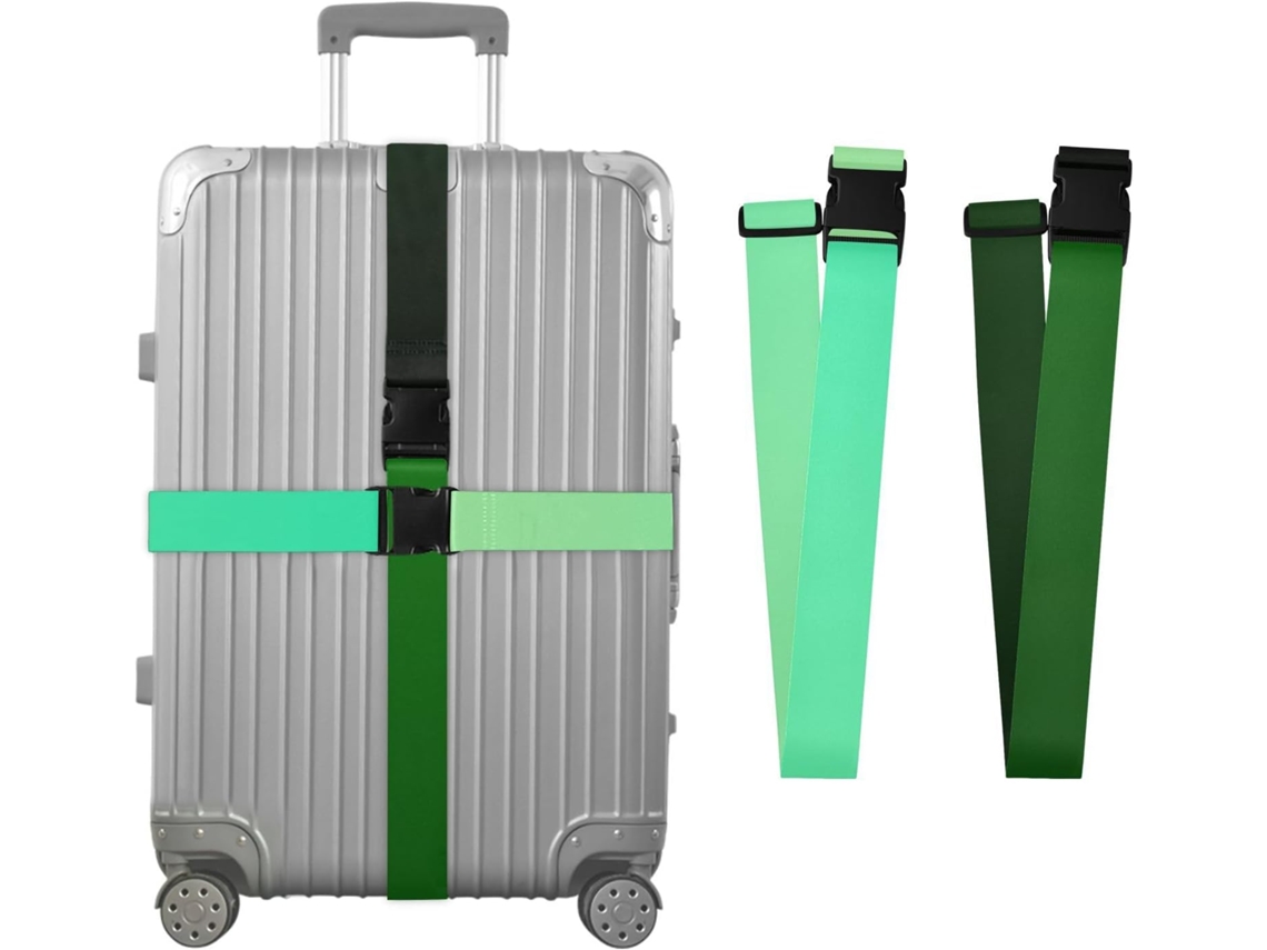 Conjunto De 2 Cintas Para Bagagem Verde Escuro Degradê Profundo Longas, Resistentes E Ajustáveis Para Manter Malas