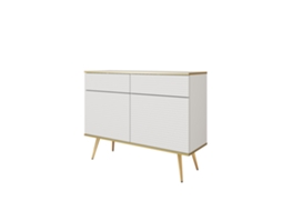 Aparador Branco Glamoroso Com Pés Dourados, 107 X 85 X 39 3E 3XE LIVING.COM