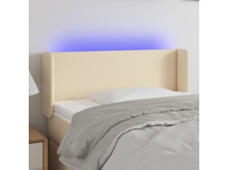 Vidaxl Cabeceira De Cama C/ Luzes Led Tecido 103x16x78/88 Cm Cor Creme