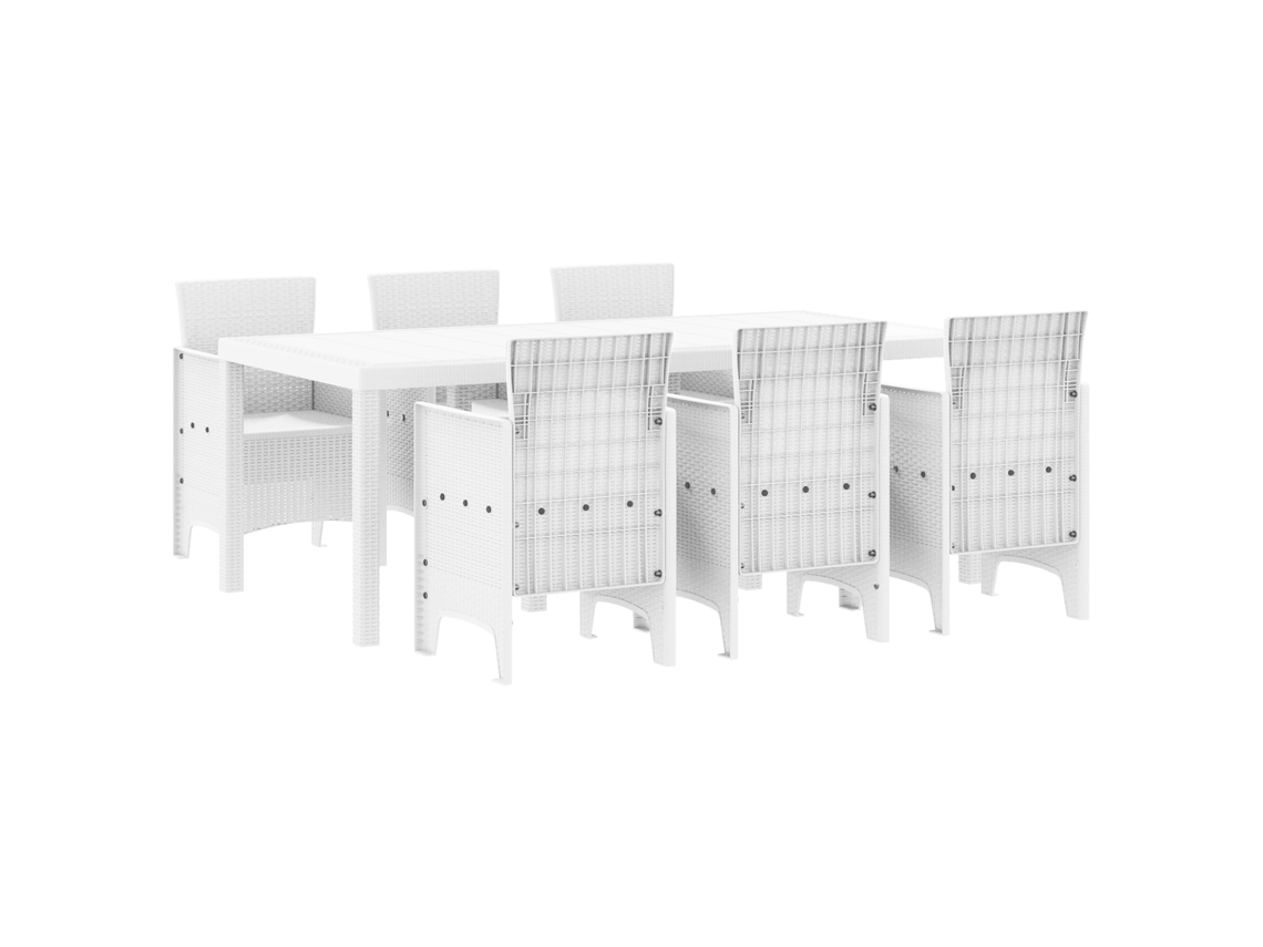 Conjunto 7 Jantar Ao Ar Livre Vidaxl Branco Polipropileno (200 X 100 X 73 Cm)
