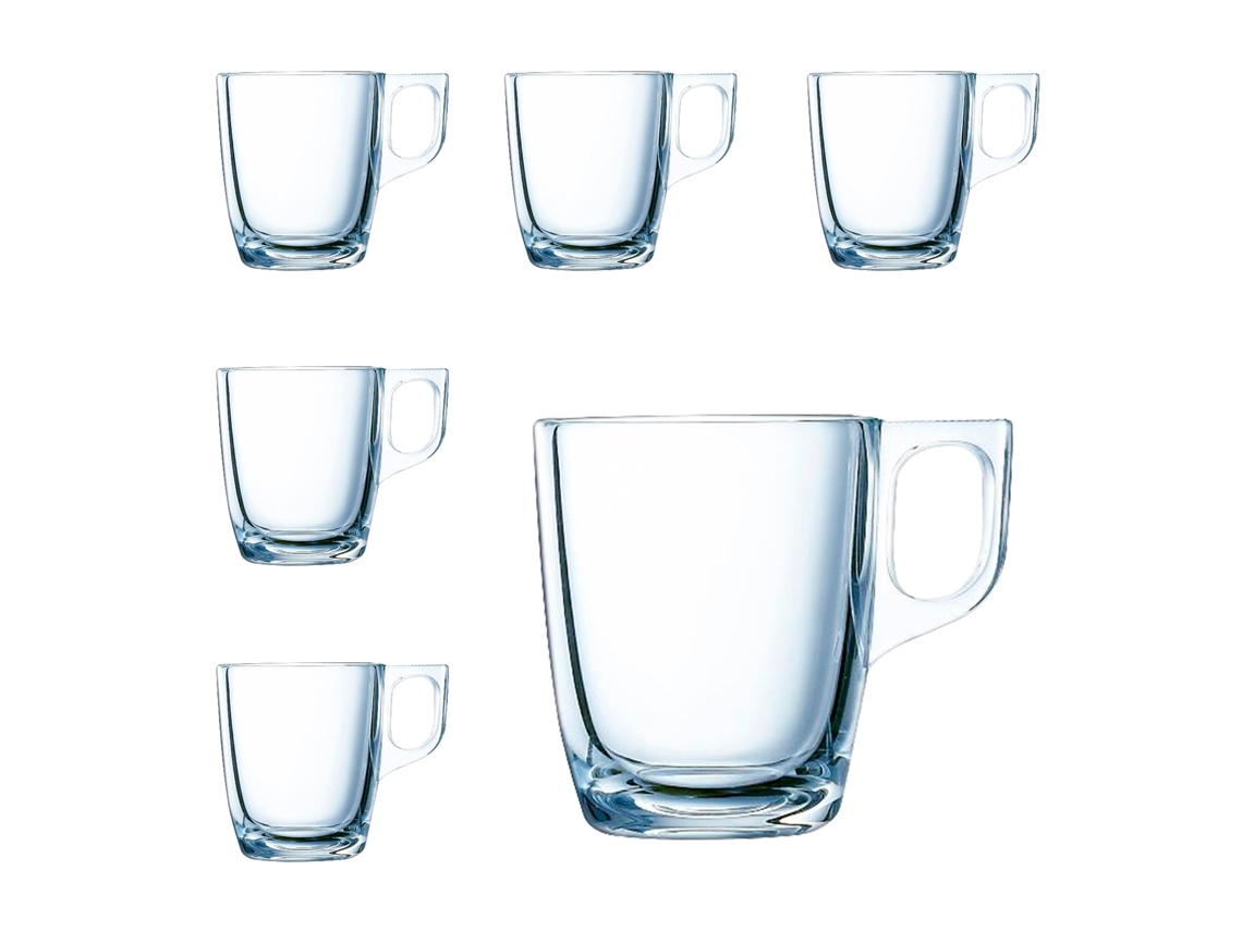Luminarc Nuevo - Juego de 6 Tazas de Café de 9 cl en Vidrio Templado Extra Resistente