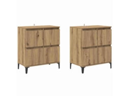 Conjunto 2 Buffet De Madeira Vidaxl Castanho Derivados De Madeira (60 X 35 X 70 Cm)
