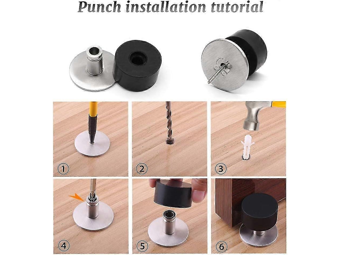 Batente De Porta De Chão, 2 Peças, Resistente E Prático, Para Proteção De Portas E Paredes, Com Parafusos, Kolezy Aquaforge