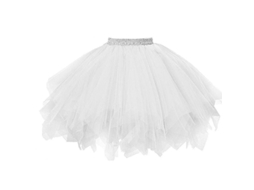 Falda Curta De Tule Plisada De Alta Qualidade Para Mulher, Tutu De Dança Casual, Moda Jb51-3 Blanco