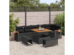 Vidaxl Conjunto De Sofá De Jardim 11 Unid. 9-número De Lugares Preto
