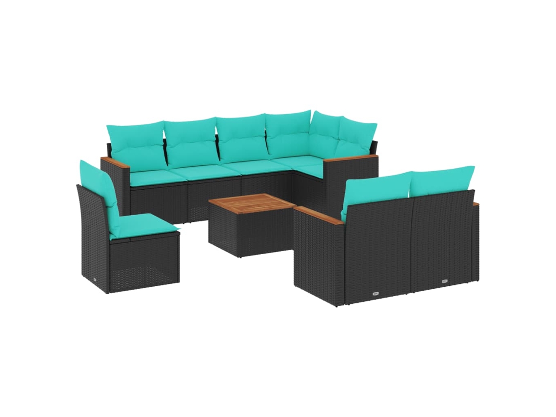 Conjunto de Sofá de Jardim, 5 Peças, Almofadas, Rattan Preto MAISON EXCLUSIVE