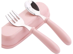 Conjunto de Talheres para Bebés em Aço Inoxidável Rosa NEVEANCE