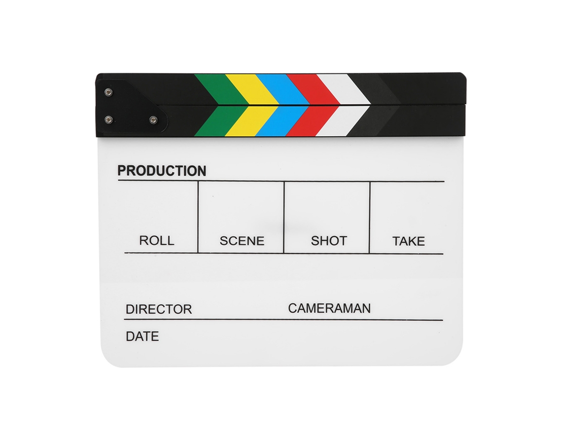 Tablero De Clap De Acrílico Orgánico 30x25cm Para Cine Y Fotografía Herramienta De Director Con Rayas Coloridas Y Tablero Blanco Pav1cwe3