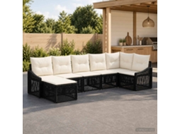 Vidaxl Conjunto De Sofá De Jardim 7 Unid. Preto Vime Pe
