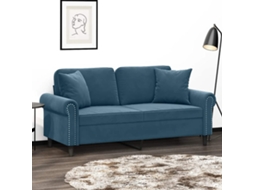 Vidaxl Sofá 2 Lugares C/ Almofadas Decorativas 140 Cm Veludo Azul