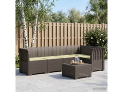 Vidaxl Sofá De Jardim De 5 Pessoas Com Almofadas Visual De Rattan Pp