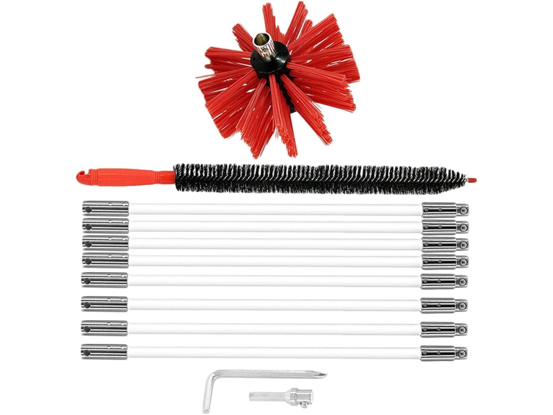 Kit De Limpeza Chaminés, Escova De Nylon Resistente Para Dutos E Secadoras, Prática Para Limpeza De Paredes E Tubulações