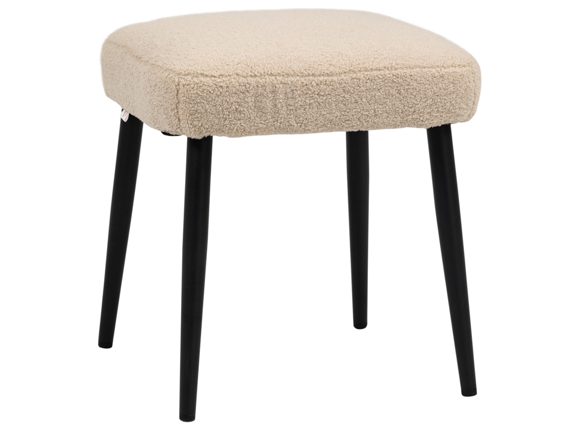 Apoio para os pés, banqueta otomana em tecido com efeito de lã bouclé, pés de aço ORBITRA COMMERCE