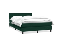 Vidaxl Cama Com Molas/colchão 160x220 Cm Veludo Verde-escuro