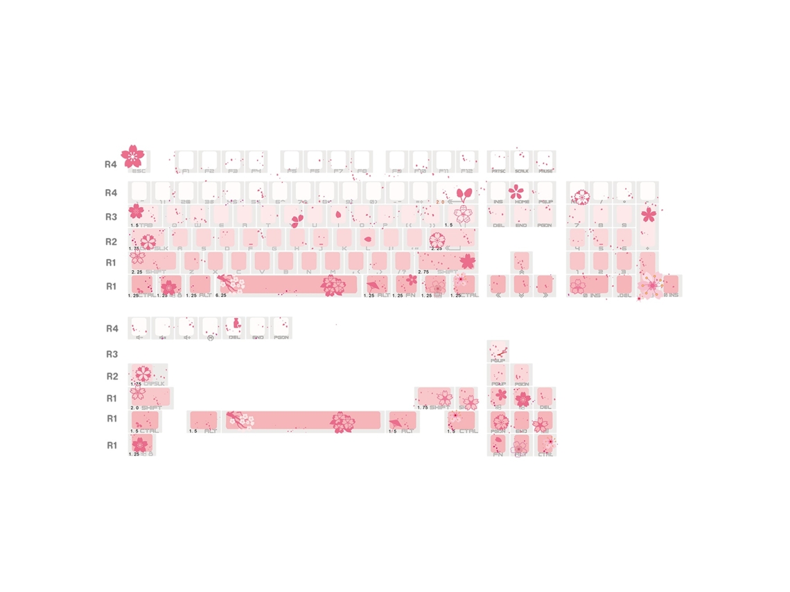 Lurelia Keycaps Rosa Impressão Lateral Flor Cerejeira 134 Teclas Para Teclado Mecânico