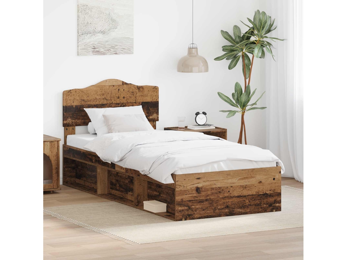 Vidaxl Estrutura Da Cama Com Cabeceira Madeira Antiga 90 X 190 Cm