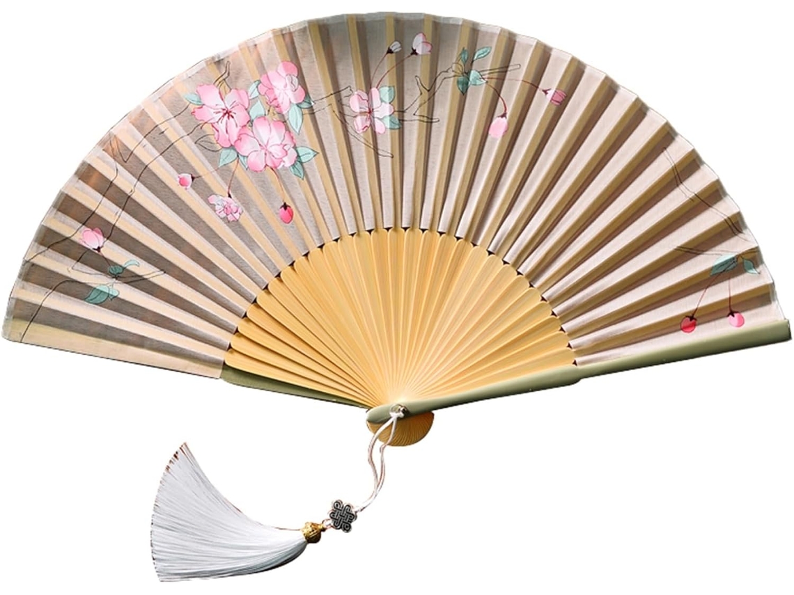 Leque Dobrável 38cm 15 Polegadas Multicolorido, Pequeno, Estilo Chinês, Para Homens E Mulheres, Com Estampa