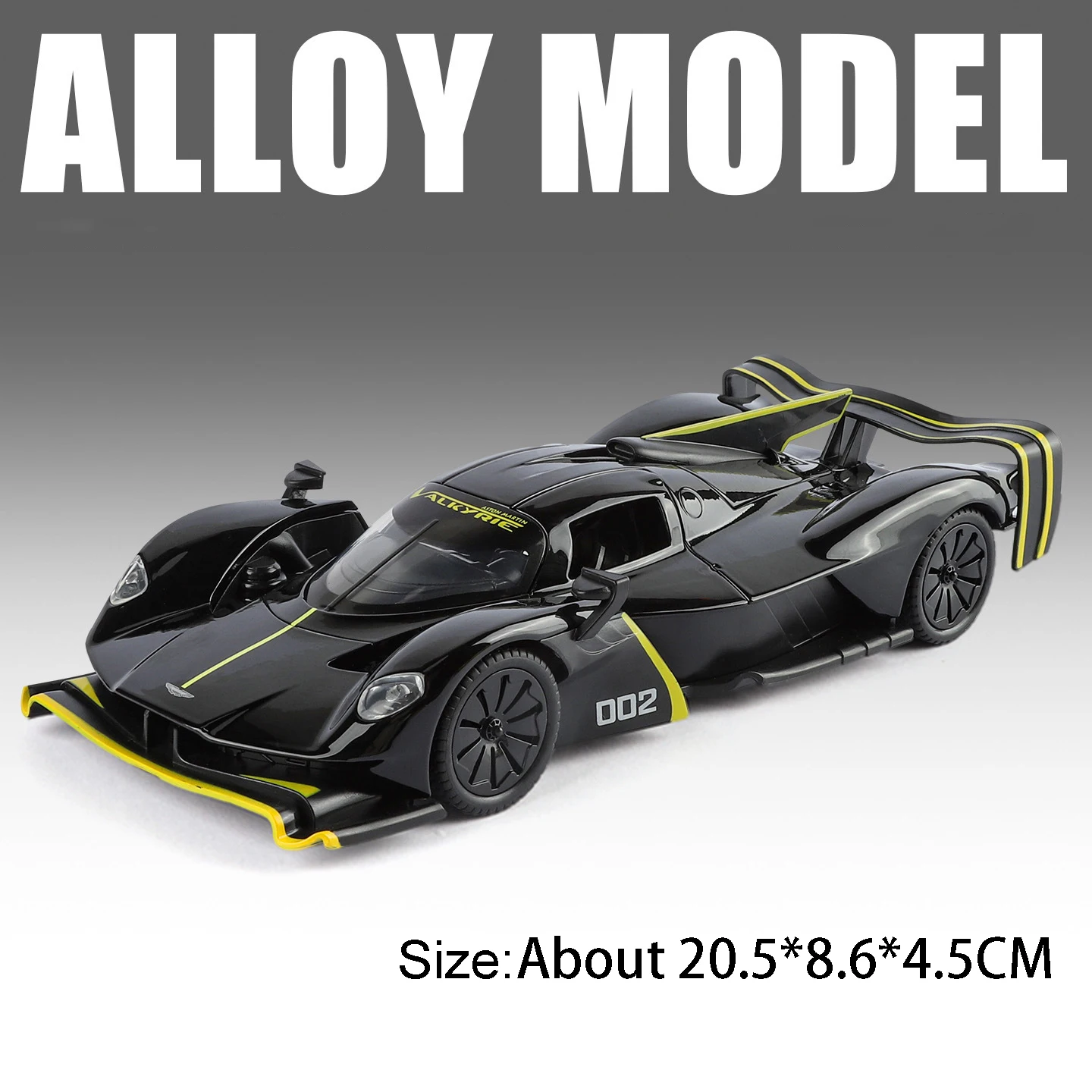 (valkyrie Black) Miniatura De Carro Esportivo Em Escala 1:24, Feita De Liga Metálica, Com Portas Que Abrem E Efeitos De Som E Luz.