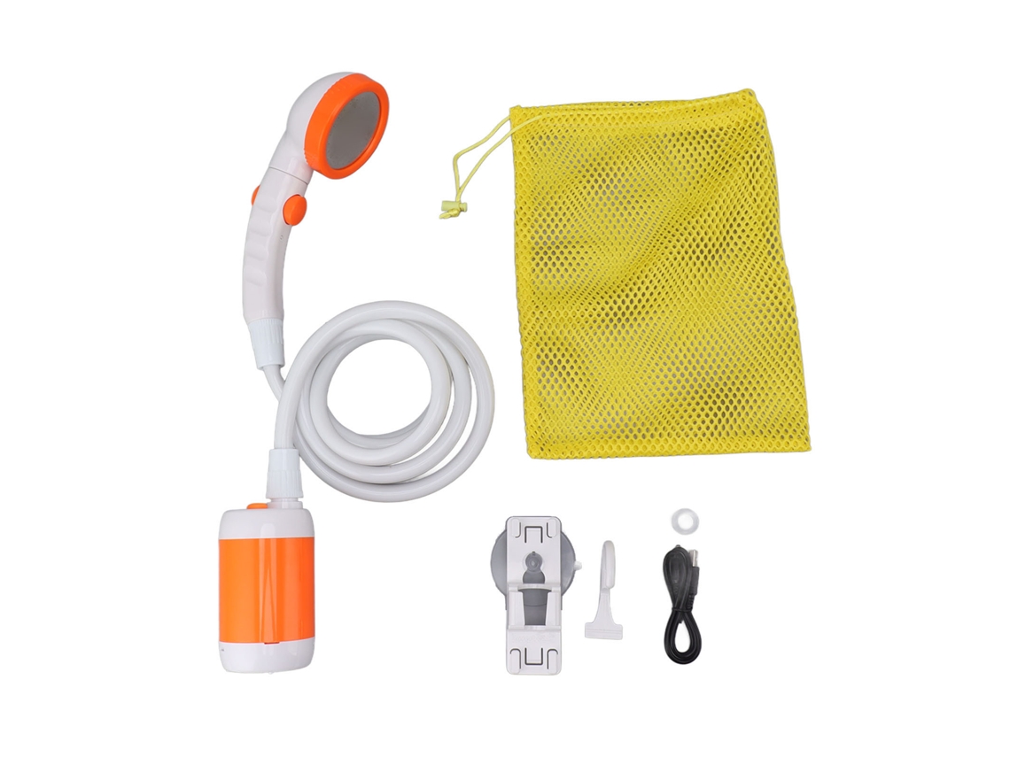 Chuveira portátil Primerox a bateria com 3 níveis para camping e exterior em ABS aço inox PVC laranja e branco | S/MARCA
