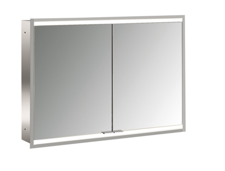 Armário Espelho Iluminado EMCO Prime 2 Facelift 1000 Mm 2 Portas Modelo de Encastrar 9497 Cor: Alumínio/Espelho