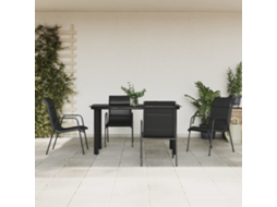 Conjunto 5 Pcs De Jantar Para Jardim Aço E Textilene Preto Dkd Home Decor