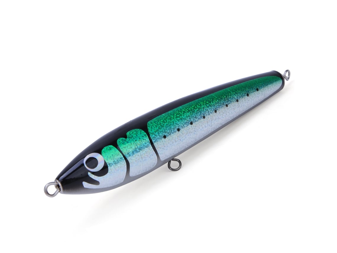 2026rebe señuelo Lápiz Grande de Madera Con Lentejuelas para Pesca En Mar Simulación de Pez Artificial Tackle Verde