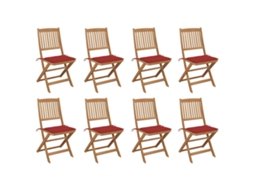 Cadeiras De Exterior Dobráveis C/ Almofadões 8pcs Acácia Maciça Dkd Home Decor