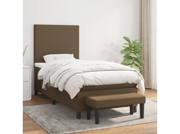 Vidaxl Cama Com Molas/colchão 100x200 Cm Tecido Castanho-escuro