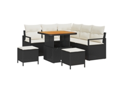 Conjunto 8 De Sofá De Jardim De Vidaxl Com Almofadas Preto Vime Sintético Acácia Preto Vime Pe