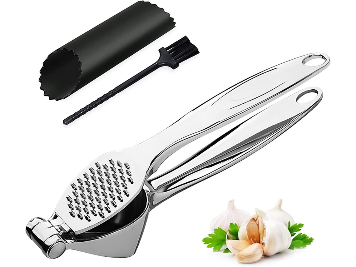 Espremedor De Alho 3 Em 1 De Aço Inoxidável, Moedor E Triturador Ergonômico Para Cozinhar Facilmente Slowmoose
